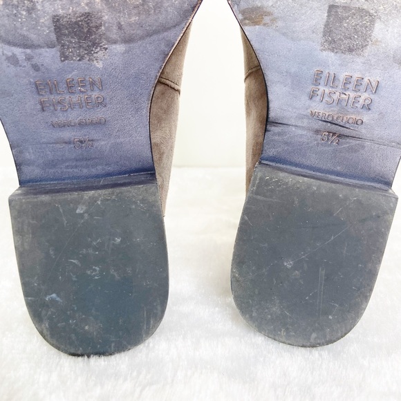 Eileen Fisher Beige Suede Leather Ankle Booties - Picture 11 of 14